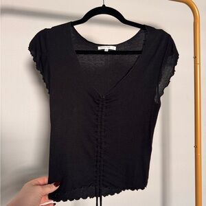 Elegant Black Ruched Crop Top by Brandy Melville